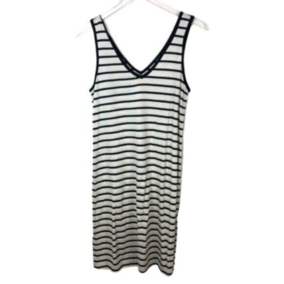 Joe Fresh | Women's White & Black Stripe V-neck T-shirt Dress Size Small - Picture 2 of 7